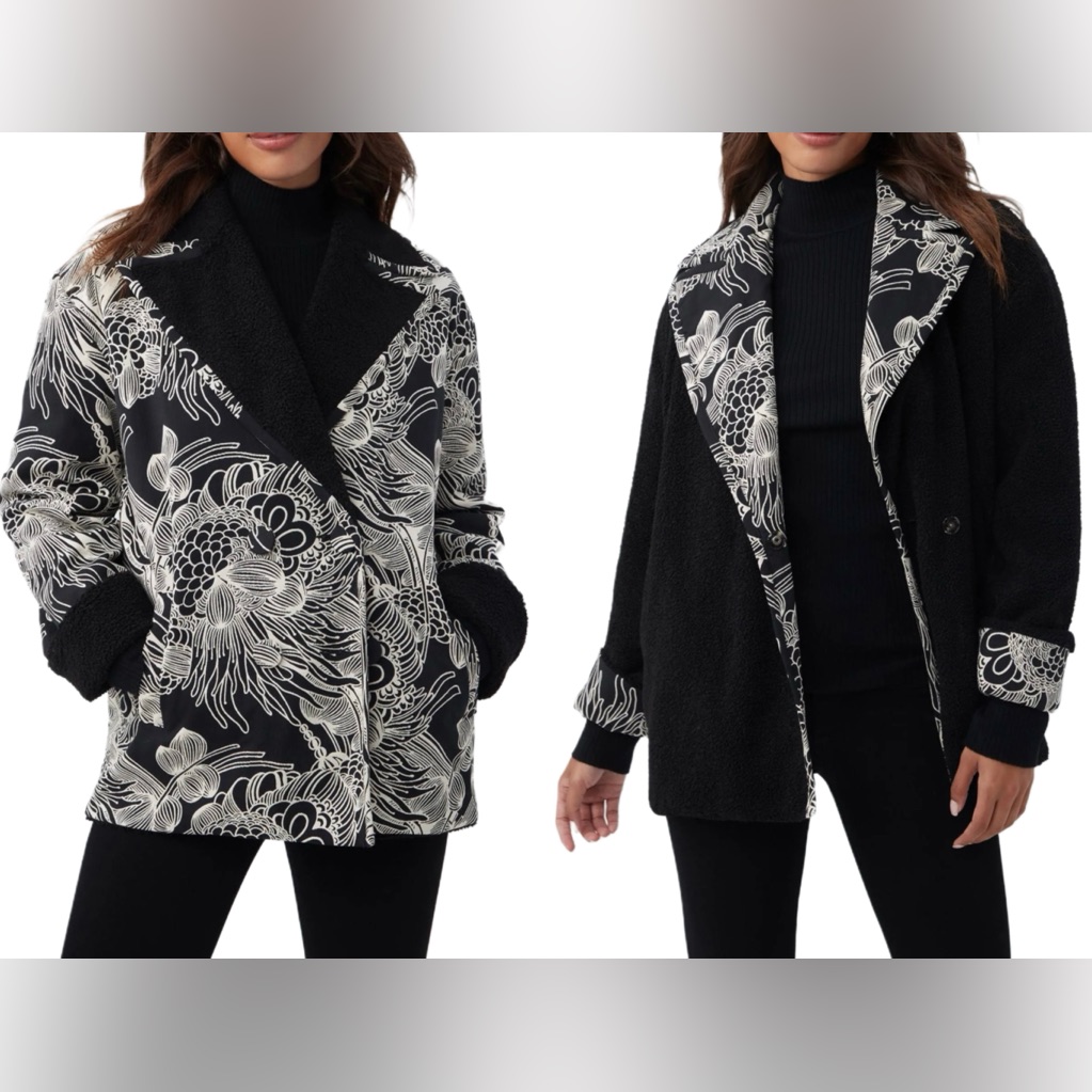 Trina Turk Nwt Reversible Sherpa Lined Banks Coat